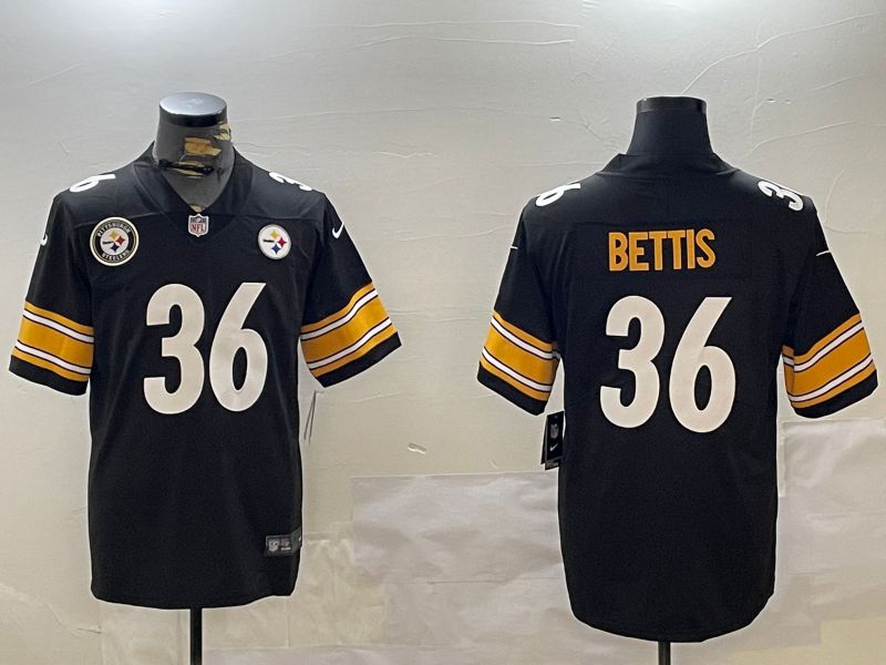 Men Pittsburgh Steelers #36 Bettis Black 2024 Nike Limited NFL Jersey style 2